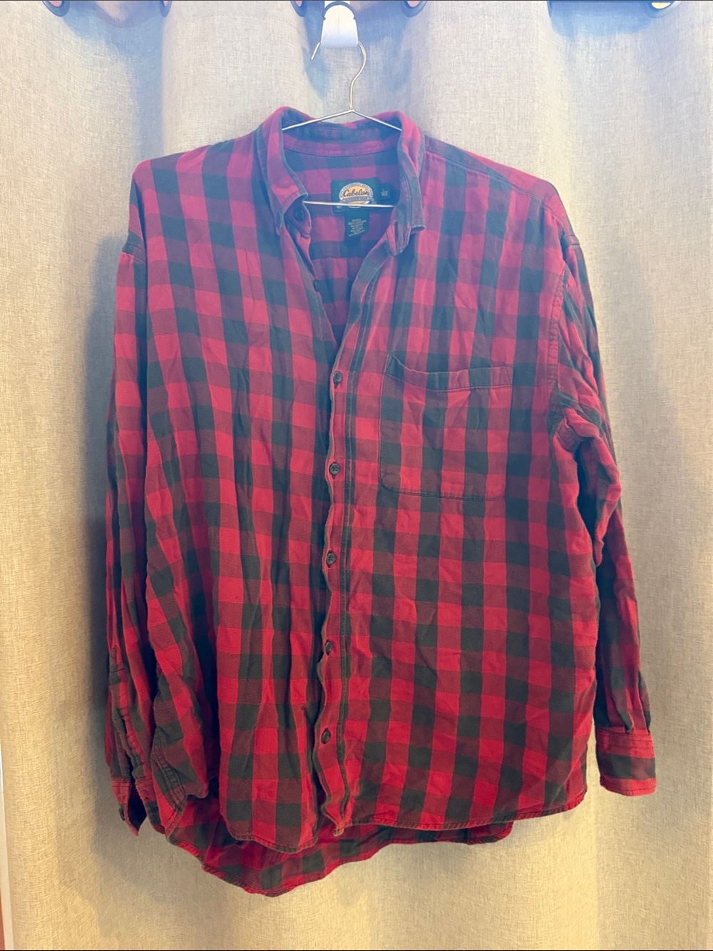Cabela's Red and Black Buffalo Plaid Button-Down Shirt